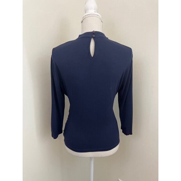 IZ Byer Blue Long Sleeve Top V-Neck Size XL - Picture 2 of 6
